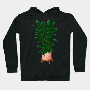 Cute Plant Illustration, Ficus Elastica Illustration Hoodie